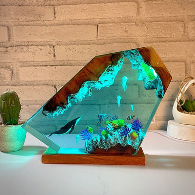 Humpback Whale &Jellyfish Resin Night Light