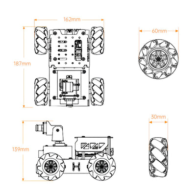 Educational Miniature TurboPi Raspberry Pi Omnidirectional Mecanum Wheels Robot Car Kit