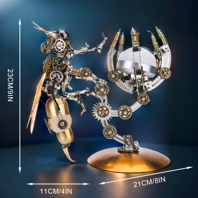 Intricate 3D Steampunk Wasp Model Kit – Engaging 627-Piece Puzzle with Scenic Base