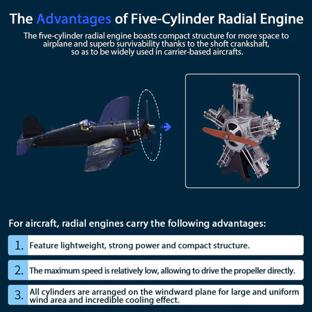 Puzziv™ | DIY 1/6 Full Metal 5 Cylinder Radial Engine Model Kit