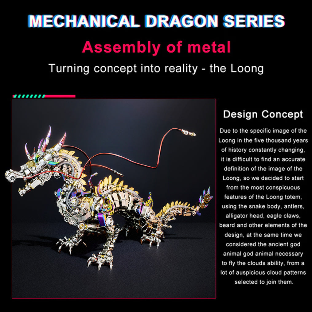 DIY 3D Mechanical Dragon Metal Model Puzzles for Adults Building Block Set Toys