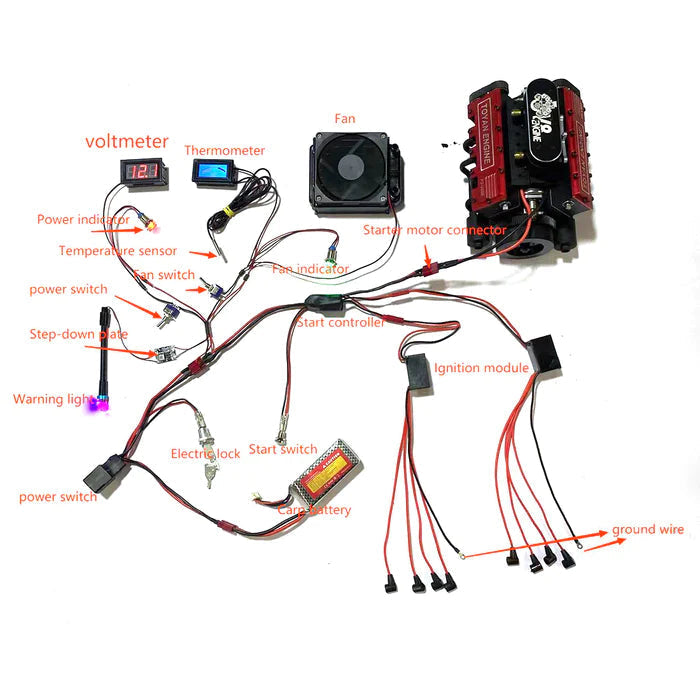 DIY V8 Engine Model With Starter Kit That Run 28cc Gasoline/Nitro Engine KIT FS-V800