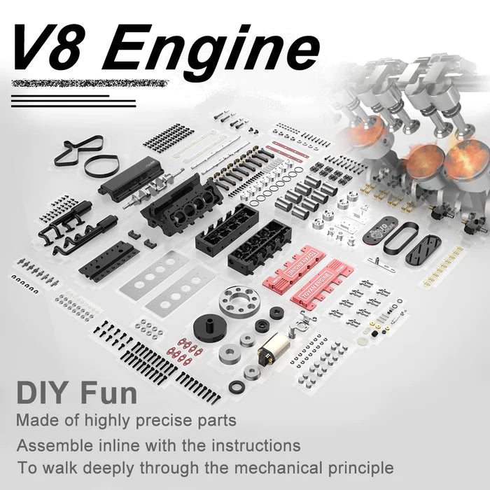 DIY V8 Engine Model With Starter Kit That Run 28cc Gasoline/Nitro Engine KIT FS-V800