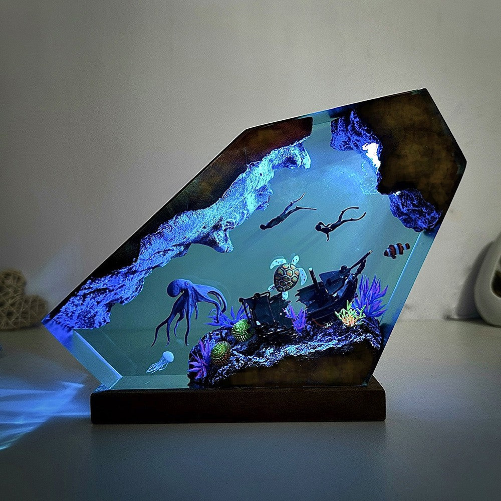 Octopus and Divers Resin Night Light