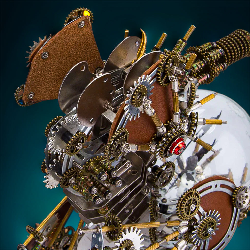 Intricate 3D Steampunk Metal Seahorse Puzzle Kit with Illuminating Lamp - 2100 Pieces of Whimsy!