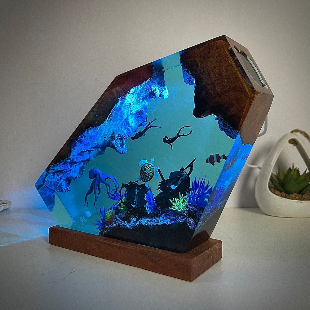 Octopus and Divers Resin Night Light