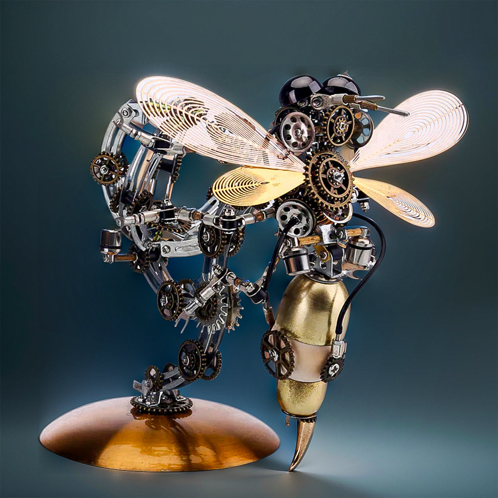 Intricate 3D Steampunk Wasp Model Kit – Engaging 627-Piece Puzzle with Scenic Base