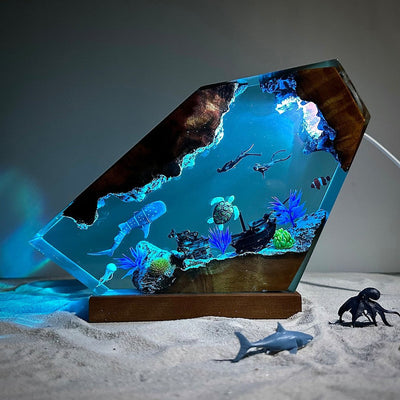 Whale Shark and Turtle Resin Night Light