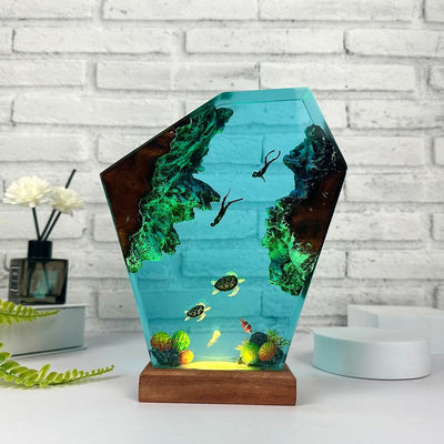 Daddy/Mother Turtle and Baby Turtle Resin Night Light