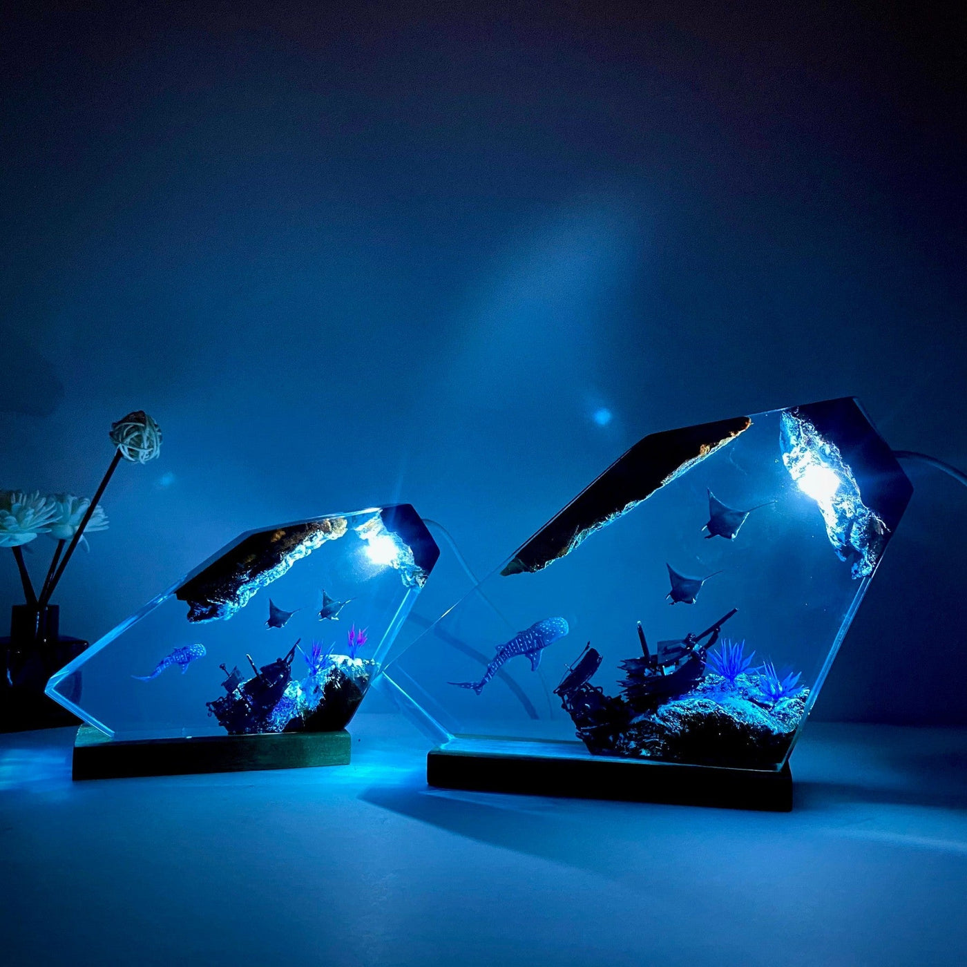 Whale Shark and Rays Resin Night Light