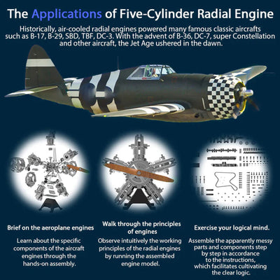 Puzziv™ | DIY 1/6 Full Metal 5 Cylinder Radial Engine Model Kit