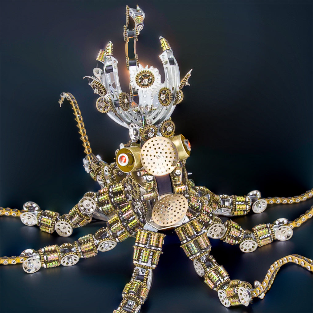 Intricate 3D Steampunk Mechanical Octopus Model Kit – 2400+ Pieces for Creative Builders!