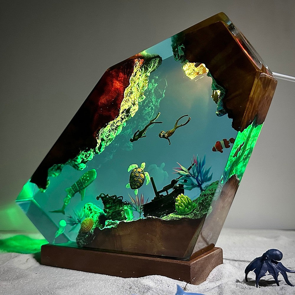 Whale Shark and Turtle Resin Night Light