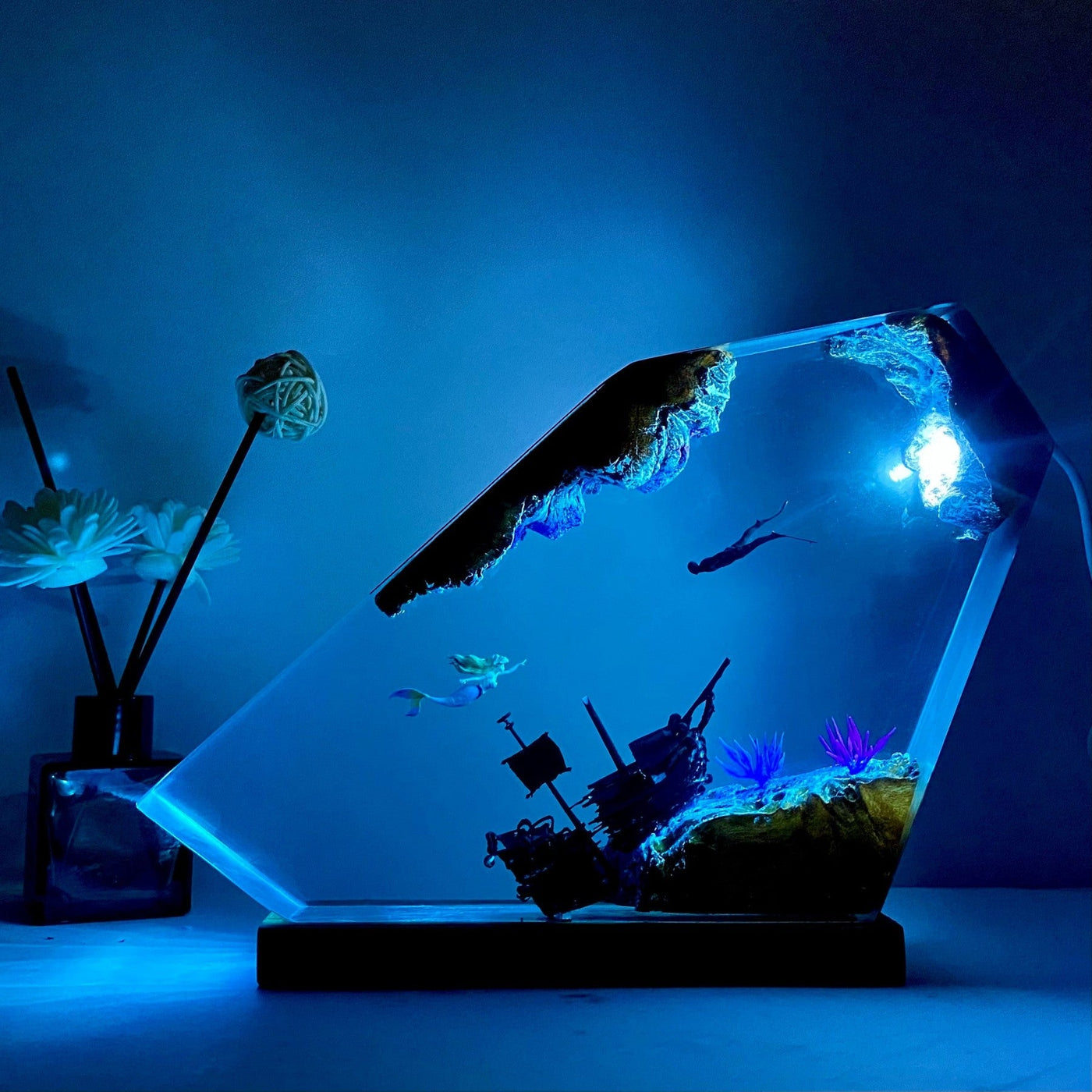 Mermaid Resin Night Light Little Mermaid & Human