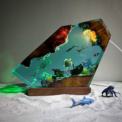 Whale Shark and Turtle Resin Night Light