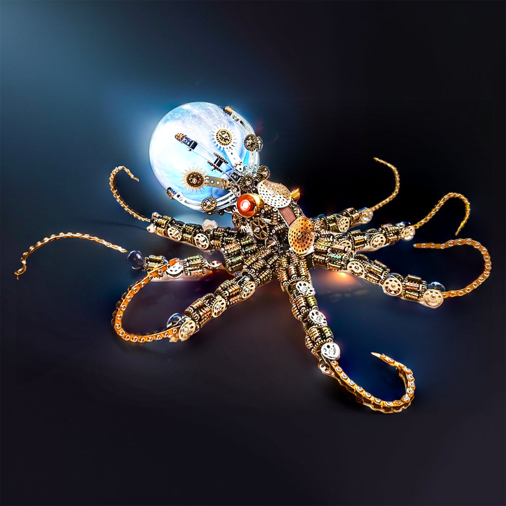 Intricate 3D Steampunk Mechanical Octopus Model Kit – 2400+ Pieces for Creative Builders!