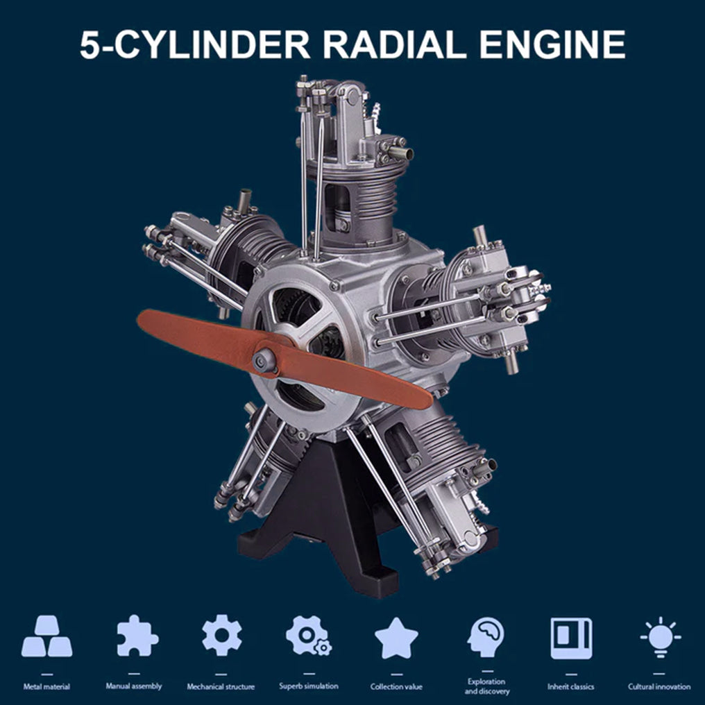 Puzziv™ | DIY 1/6 Full Metal 5 Cylinder Radial Engine Model Kit