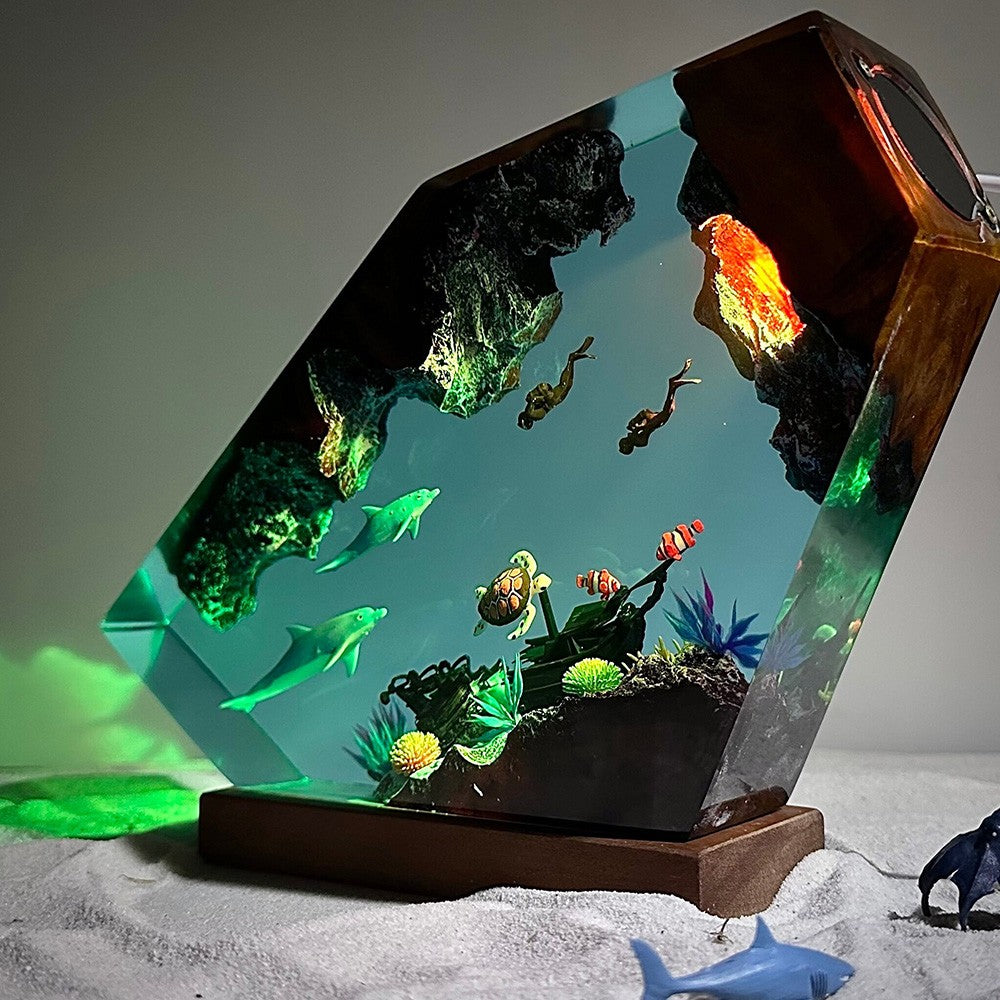 Dolphin and Turtle Resin Night Light