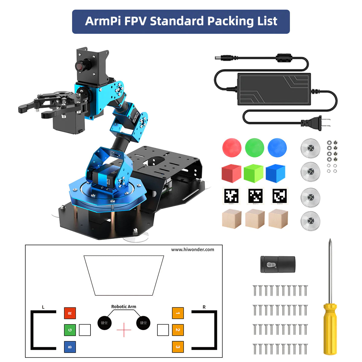 Educational Miniature ArmPi FPV AI Vision Raspberry Pi Programming ROS Robotic Arm