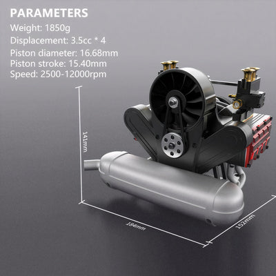 DIY 4 Cylinder Four-Stroke 14cc Nitro H4 Engine Model Kit FS-B400