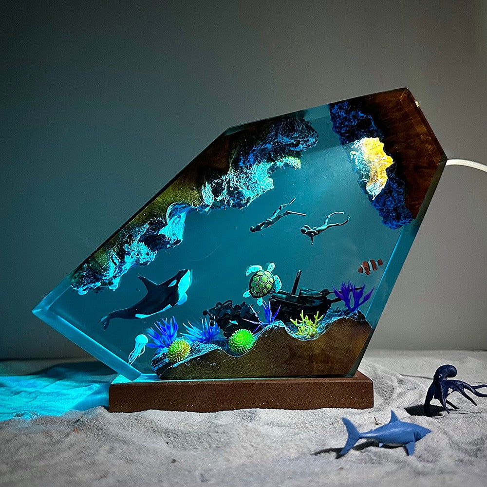 Orca and Turtle Resin Night Light