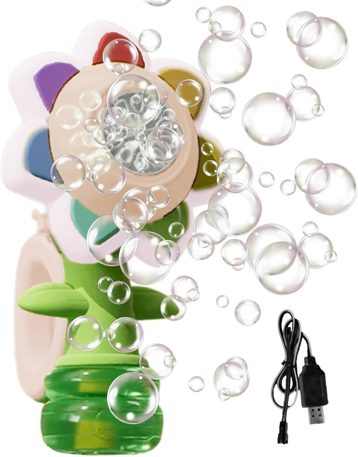 Puzziv™ | Automatic Flower Bubble Machine with Rotating Lights