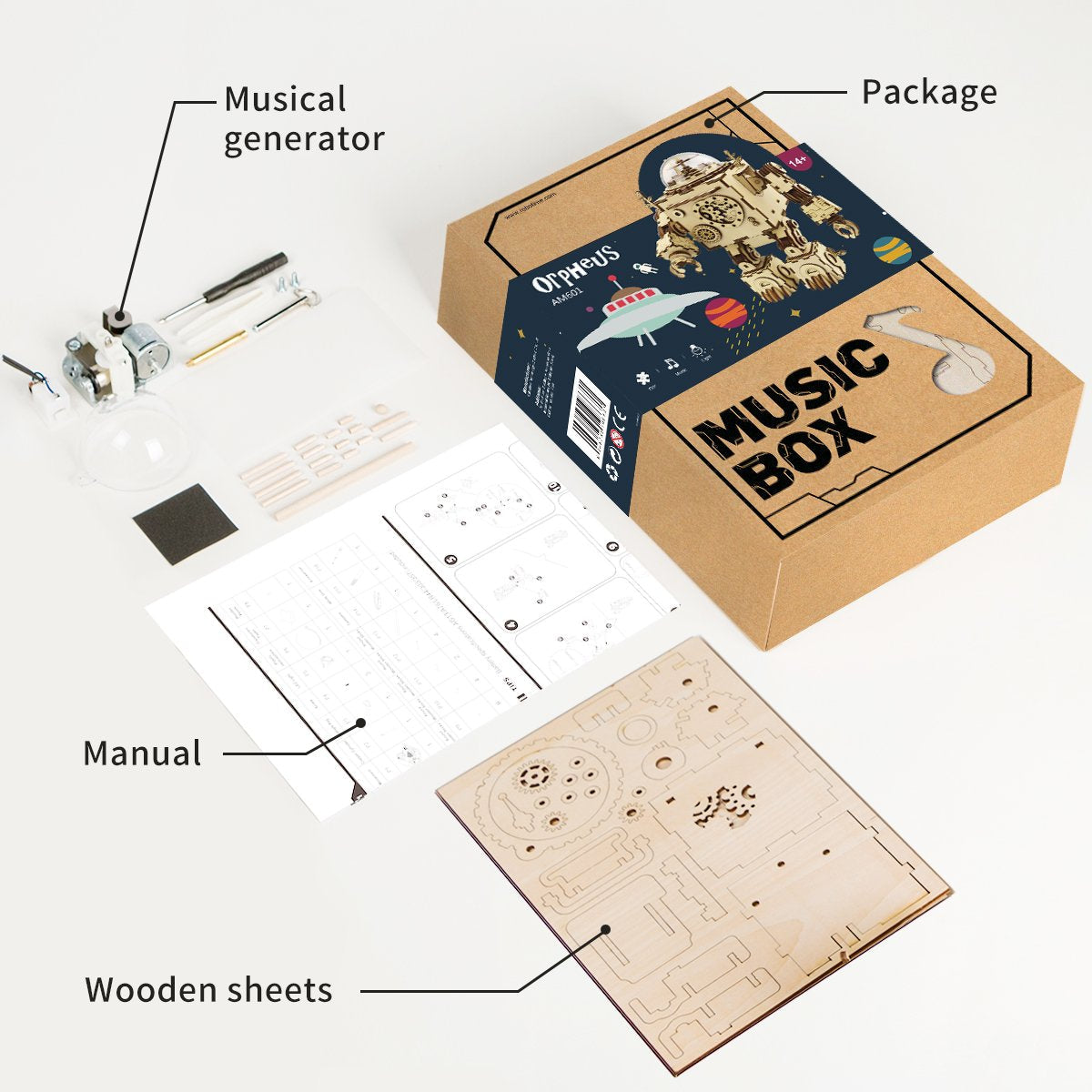 Puzziv Orpheus AM601 - Robotime DIY Steampunk Music Box