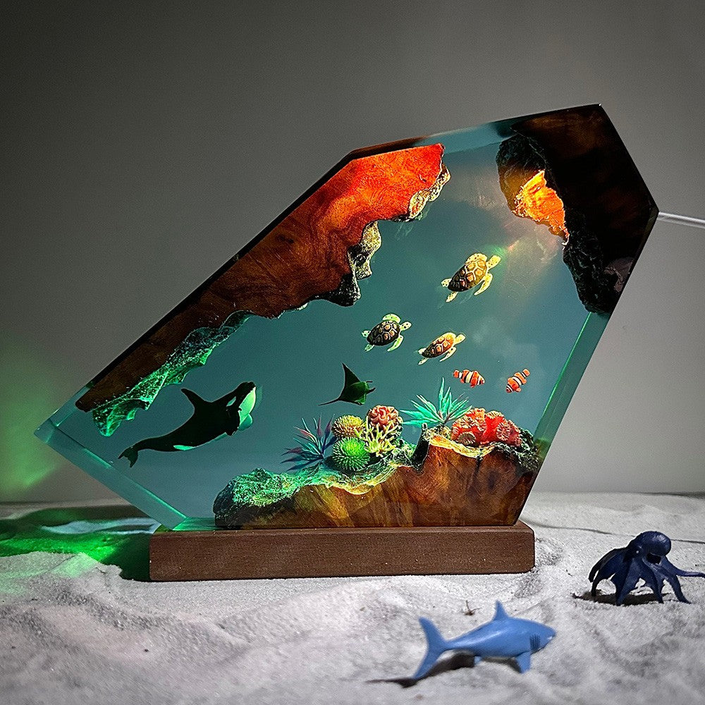 Orca, Turtles and Ray Resin Night Light