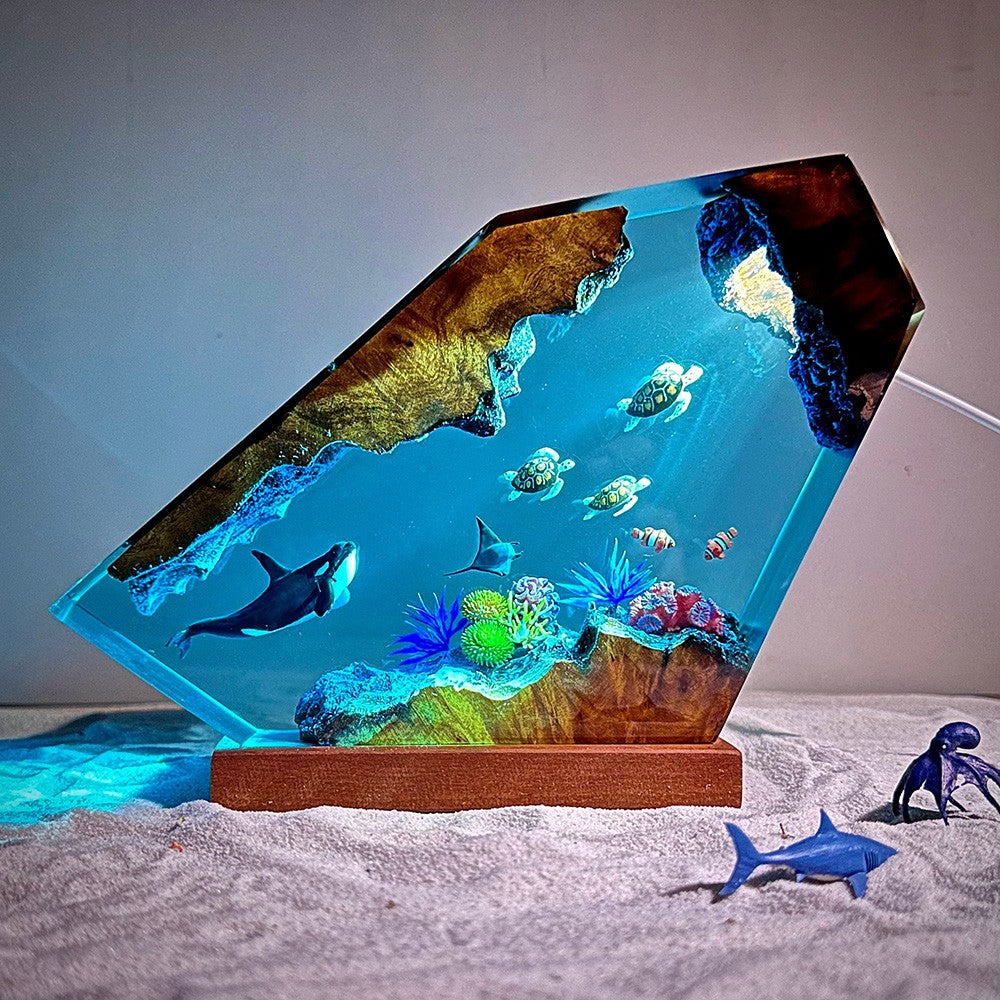 Orca, Turtles and Ray Resin Night Light