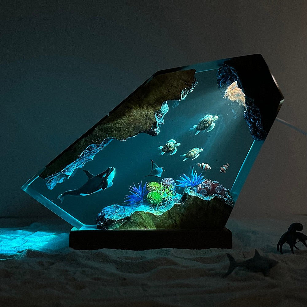 Orca, Turtles and Ray Resin Night Light