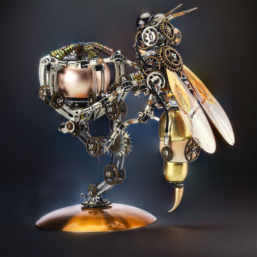 Intricate 3D Steampunk Wasp Model Kit – Engaging 627-Piece Puzzle with Scenic Base