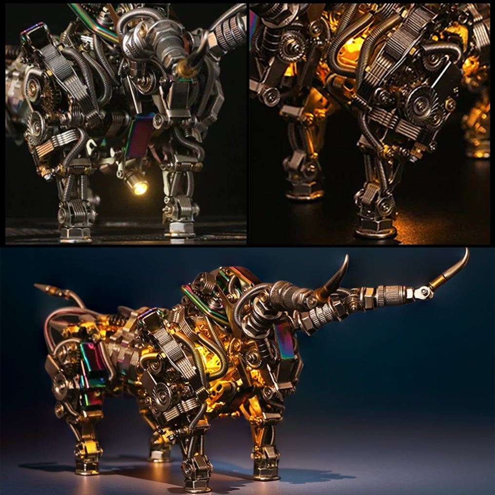 DIY 3D Metal Mechanical Bull Animal Model Assembly Kit 1087Pcs