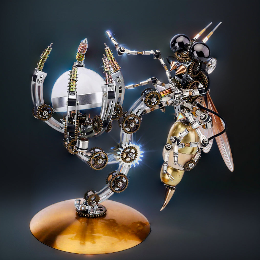 Intricate 3D Steampunk Wasp Model Kit – Engaging 627-Piece Puzzle with Scenic Base