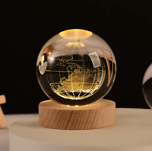 Puzziv™ | Earth 3D Crystal Sphere with Light Base