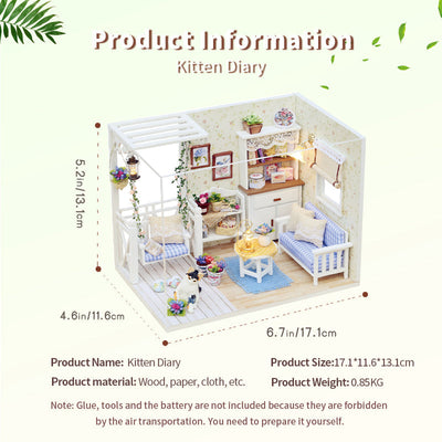 Puzziv 1:24 DIY Dollhouse Kit (Kitten Diary)