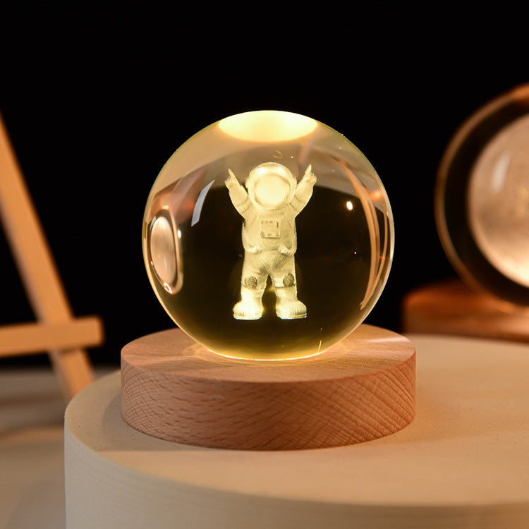 Puzziv™ | Astronaut 3D Crystal Sphere with Light Base