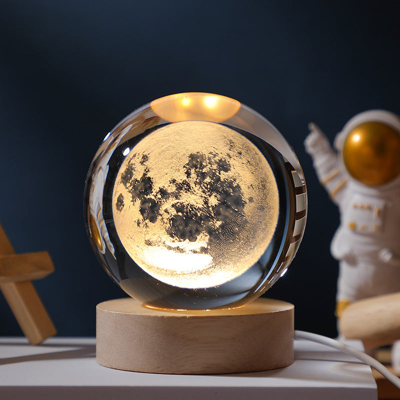 Puzziv™ | Moon 3D Crystal Sphere with Light Base