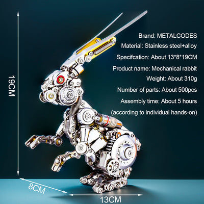 DIY 3D Metal Punk Mechanical Rabbit Puzzle Model Crafts Assembly Kit-500PCS