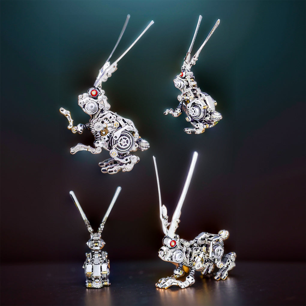 DIY 3D Metal Punk Mechanical Rabbit Puzzle Model Crafts Assembly Kit-500PCS