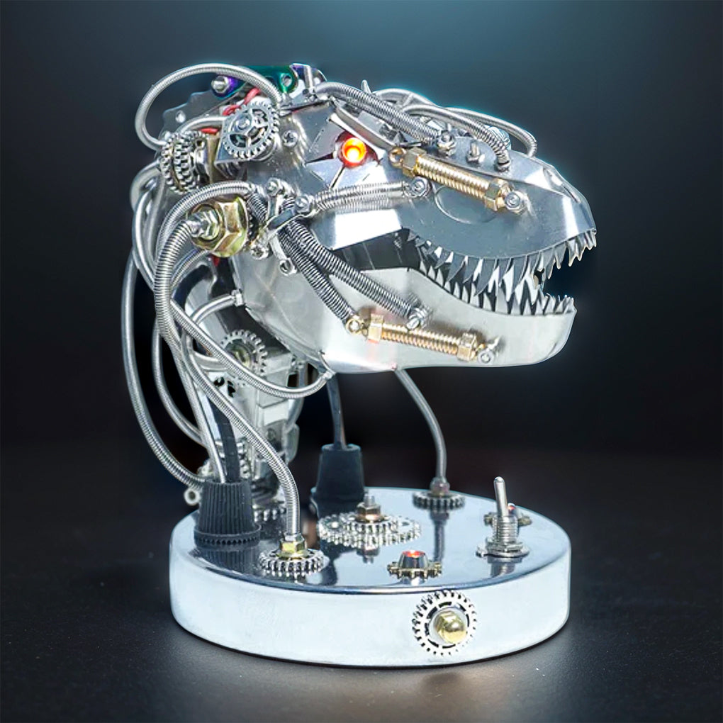 Create Your Own 3D Metal Steampunk Mechanical Dinosaur Head Model Kit - Over 180 Intricate Pieces!