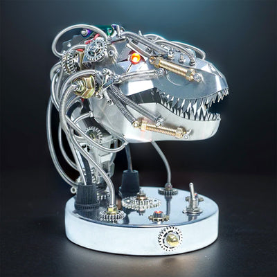 Create Your Own 3D Metal Steampunk Mechanical Dinosaur Head Model Kit - Over 180 Intricate Pieces!