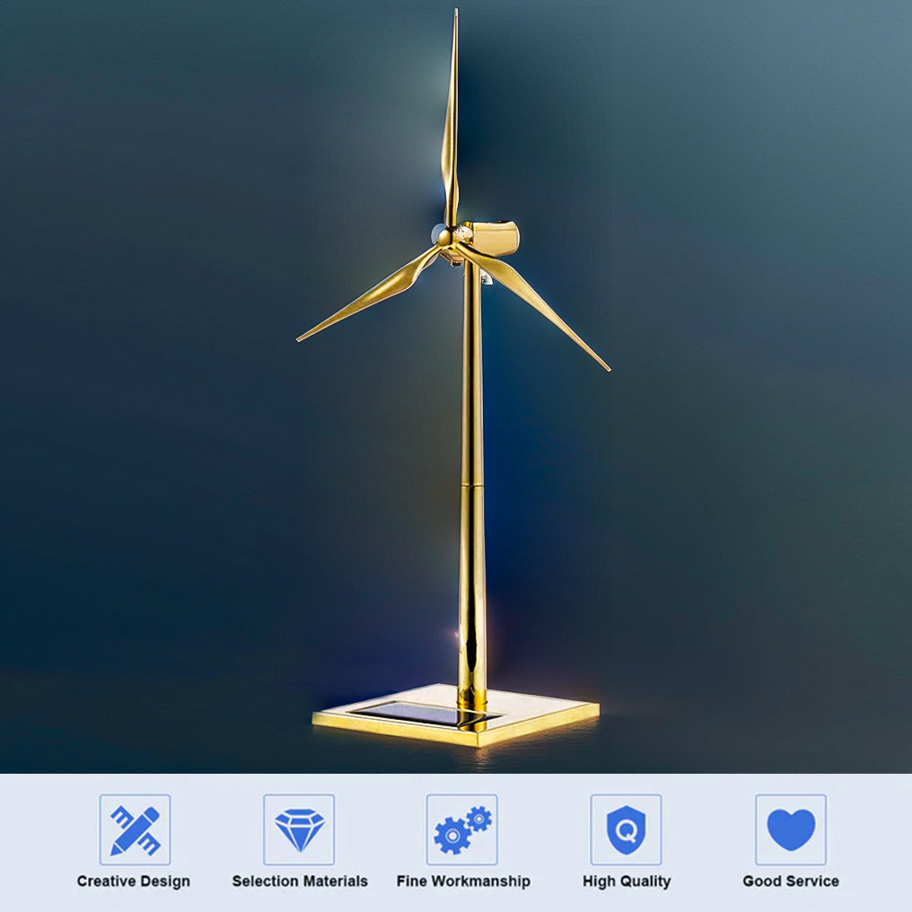 Enchanting Golden DIY 3D Metal Windmill: Solar-Powered Wind Turbine Assembly Model