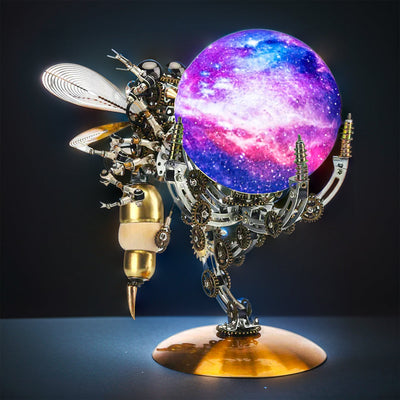 DIY 3D Metal Mechanical Wasp Puzzle Model with Remote Control Lamp -627PCS