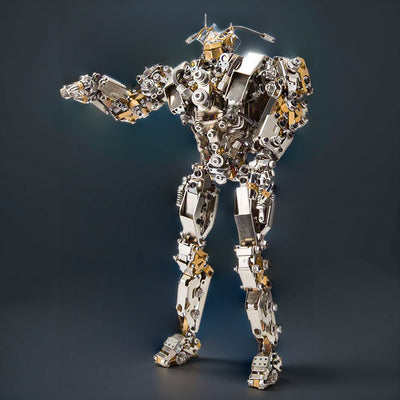 Intricate DIY 3D Steampunk Protoss Mecha Metal Model Kit with LED Lights - Over 1020 Pieces!