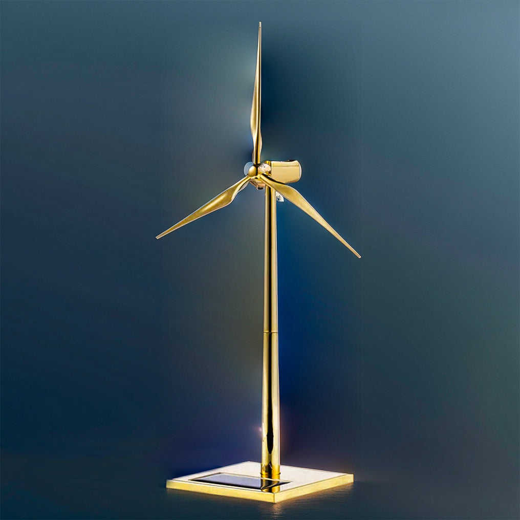 Enchanting Golden DIY 3D Metal Windmill: Solar-Powered Wind Turbine Assembly Model