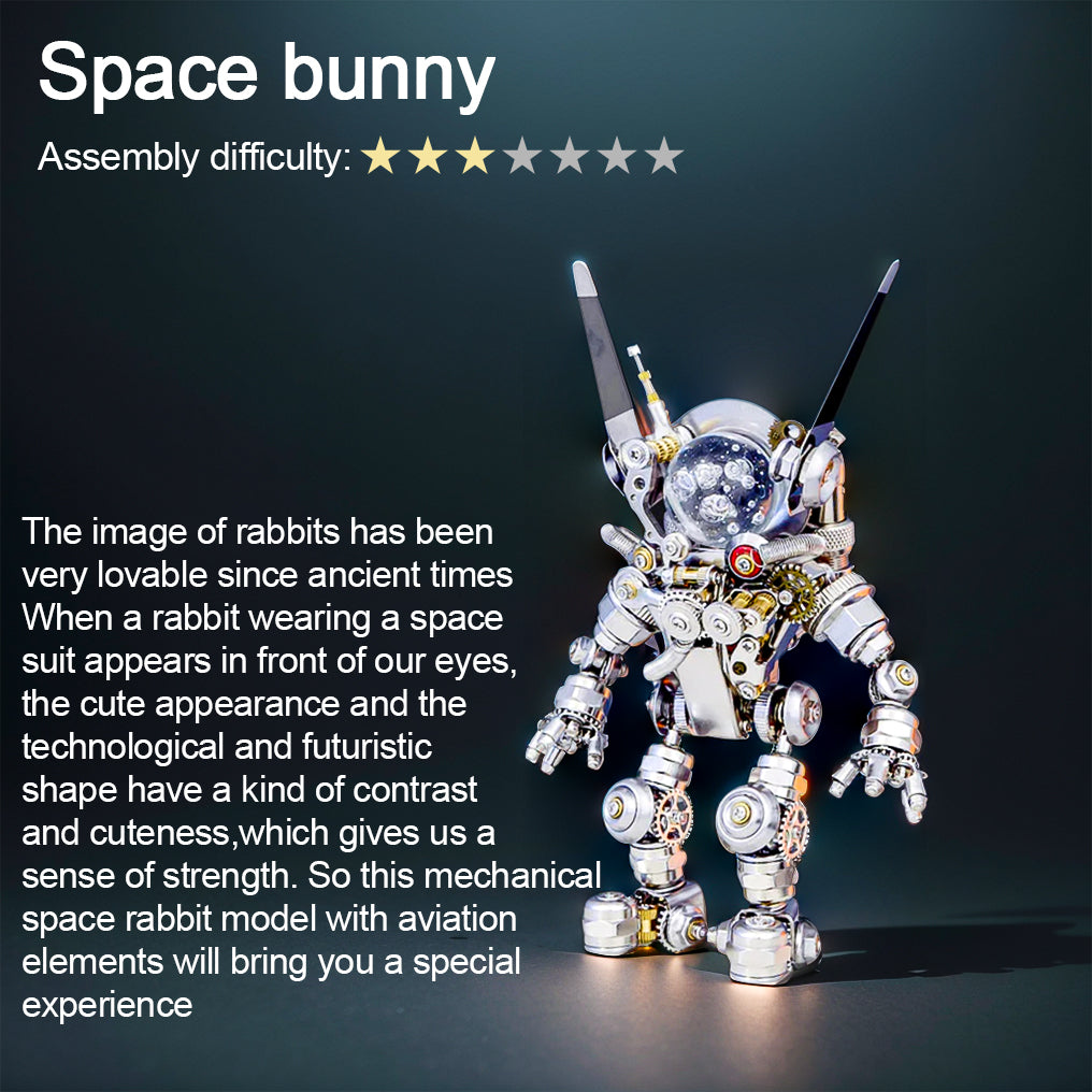 Futuristic 3D Sci-Fi Punk Metal Rabbit Model Kit - 500 Intricate Pieces for Creative Assembly