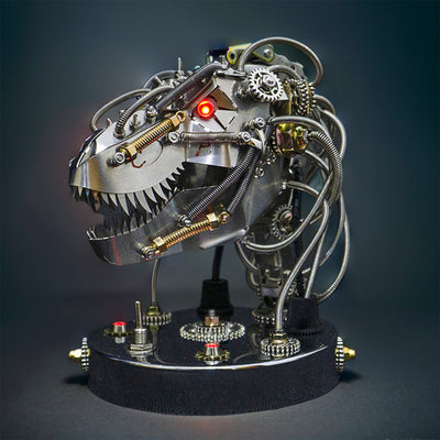 Create Your Own 3D Metal Steampunk Mechanical Dinosaur Head Model Kit - Over 180 Intricate Pieces!