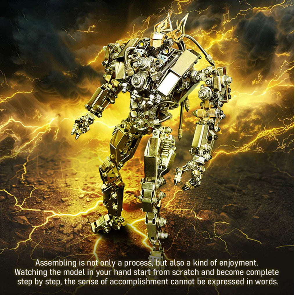 Intricate DIY 3D Steampunk Protoss Mecha Metal Model Kit with LED Lights - Over 1020 Pieces!