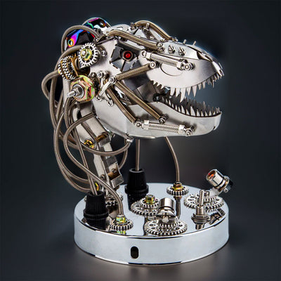 Create Your Own 3D Metal Steampunk Mechanical Dinosaur Head Model Kit - Over 180 Intricate Pieces!