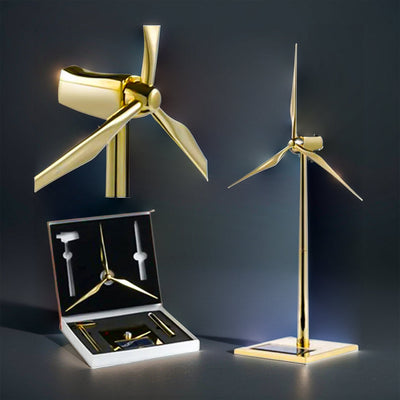 Enchanting Golden DIY 3D Metal Windmill: Solar-Powered Wind Turbine Assembly Model